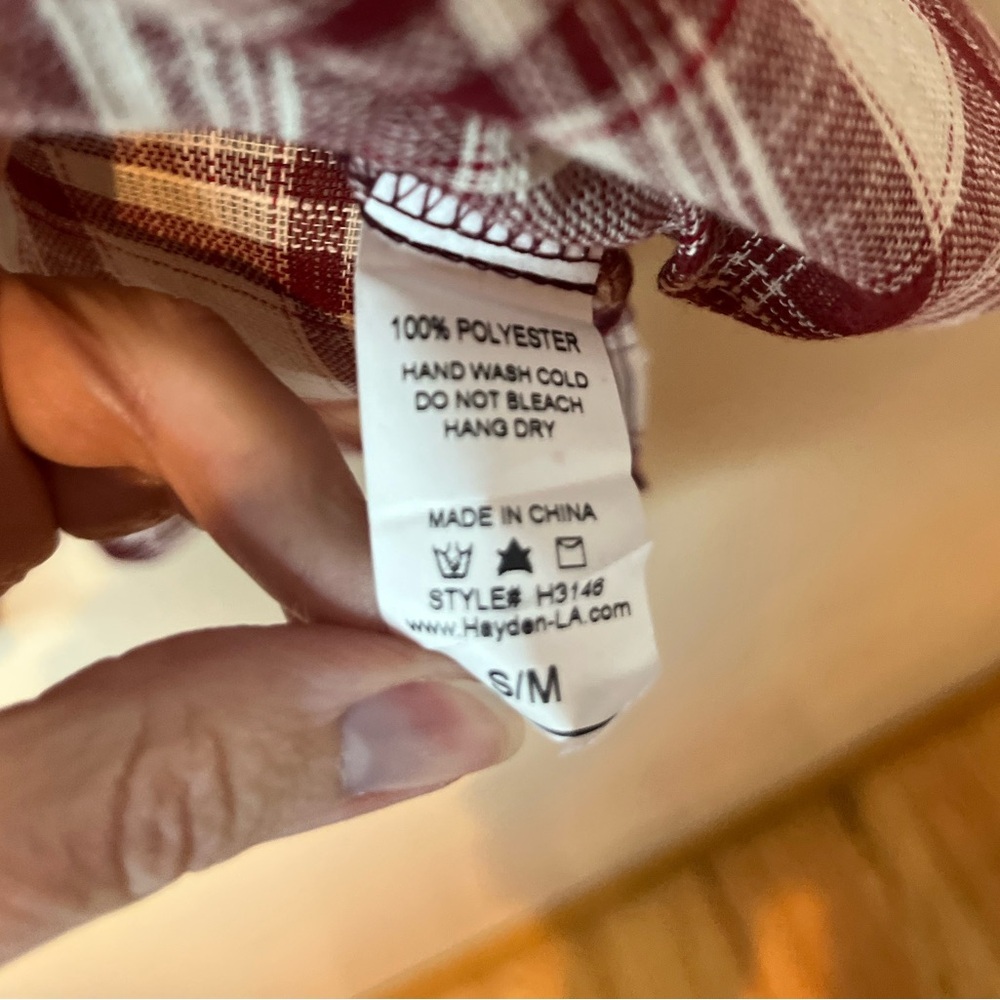 Hayden Burgundy & White Plaid Oversized Top - Picture 6 of 9